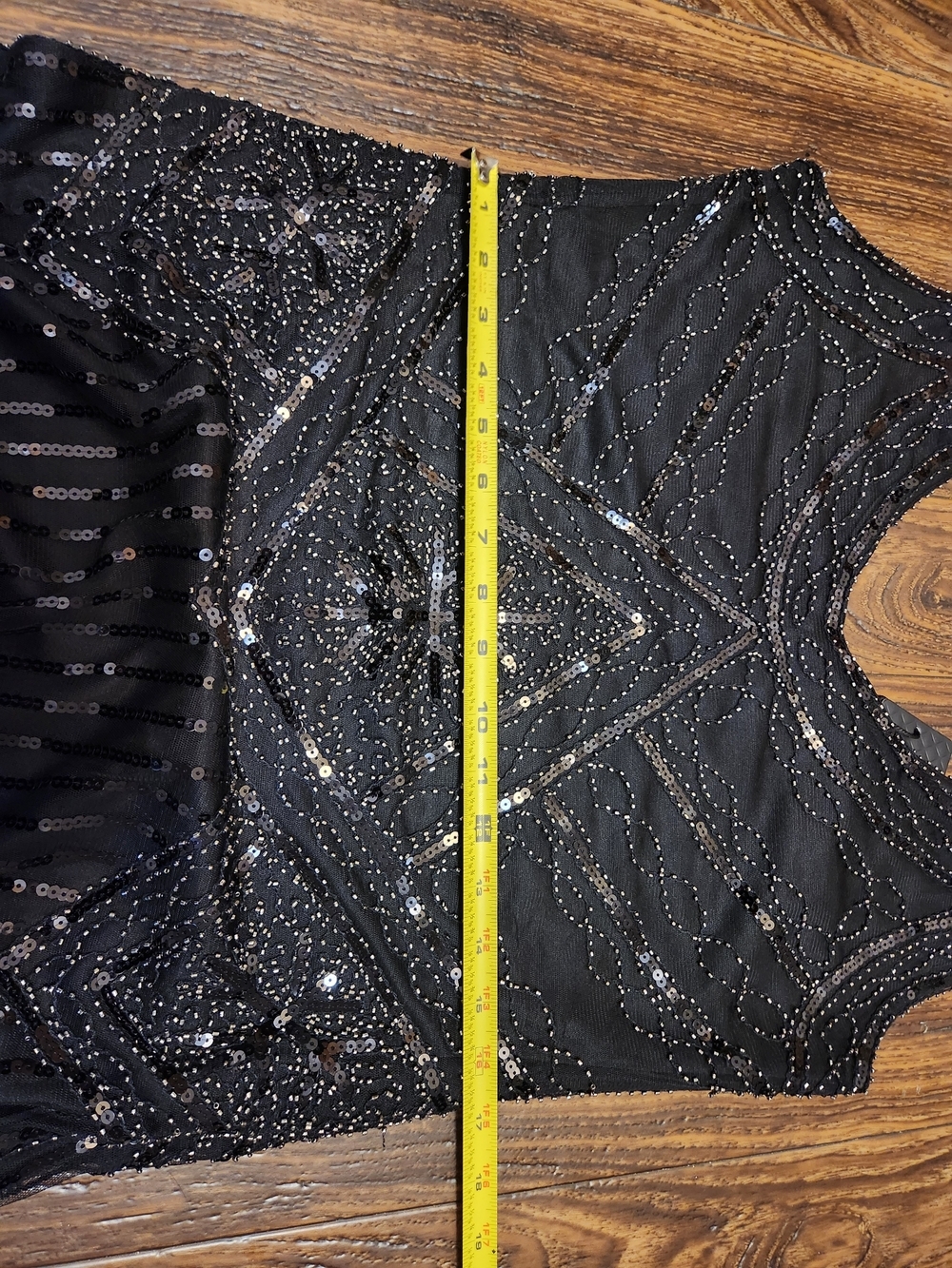 Fundaisy NWT Black Sequin Beaded Embellished Flapper Evening Gown Dress SZ XL - Picture 13 of 16